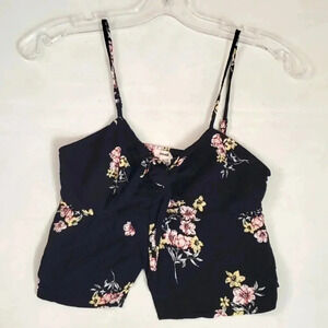 Garage crop top floral black Sz Xxs